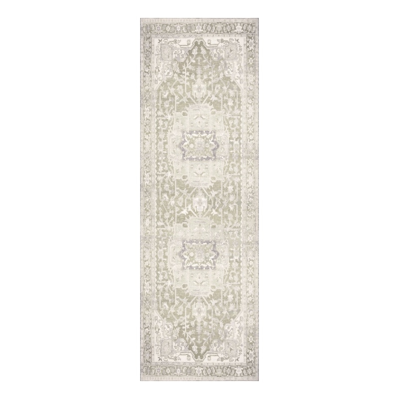 Nourison Home Vintage Washables 6' Runner Polyester Green Area Rug
