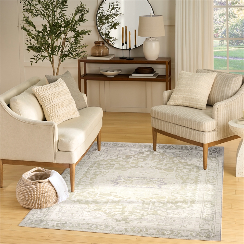 Nourison Home Vintage Washables 4' x 6' Polyester Green Area Rug