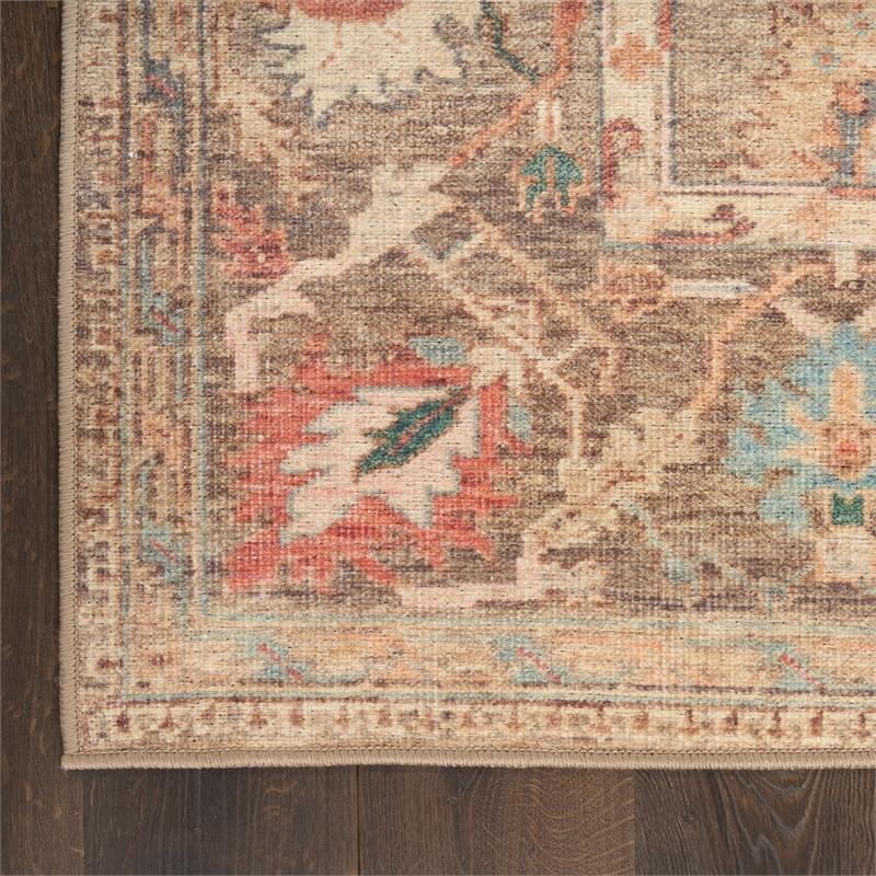 Nourison Home Vintage Washables 6' Runner Polyester Taupe Multicolor Area Rug