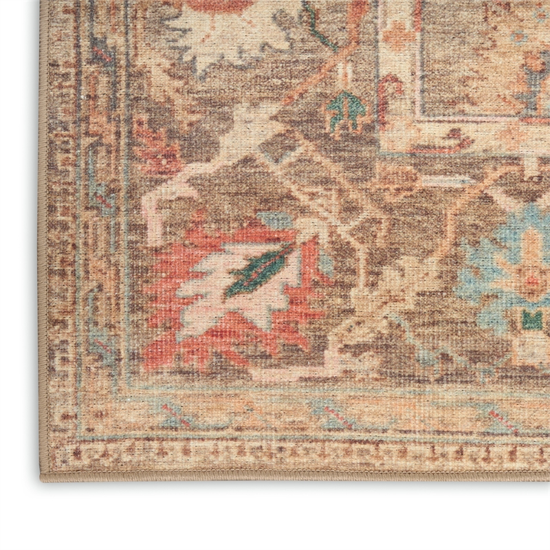 Nourison Home Vintage Washables 6' Runner Polyester Taupe Multicolor Area Rug