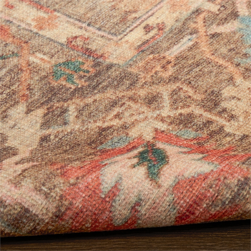 Nourison Home Vintage Washables 6' Runner Polyester Taupe Multicolor Area Rug