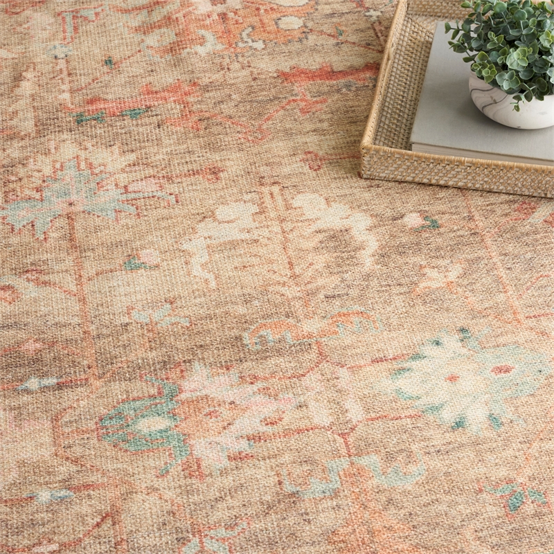 Nourison Home Vintage Washables 4' x 6' Polyester Taupe Multicolor Area Rug
