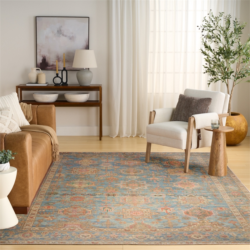Nourison Home Vintage Washables 10' x 13' Polyester Navy Multicolor Area Rug
