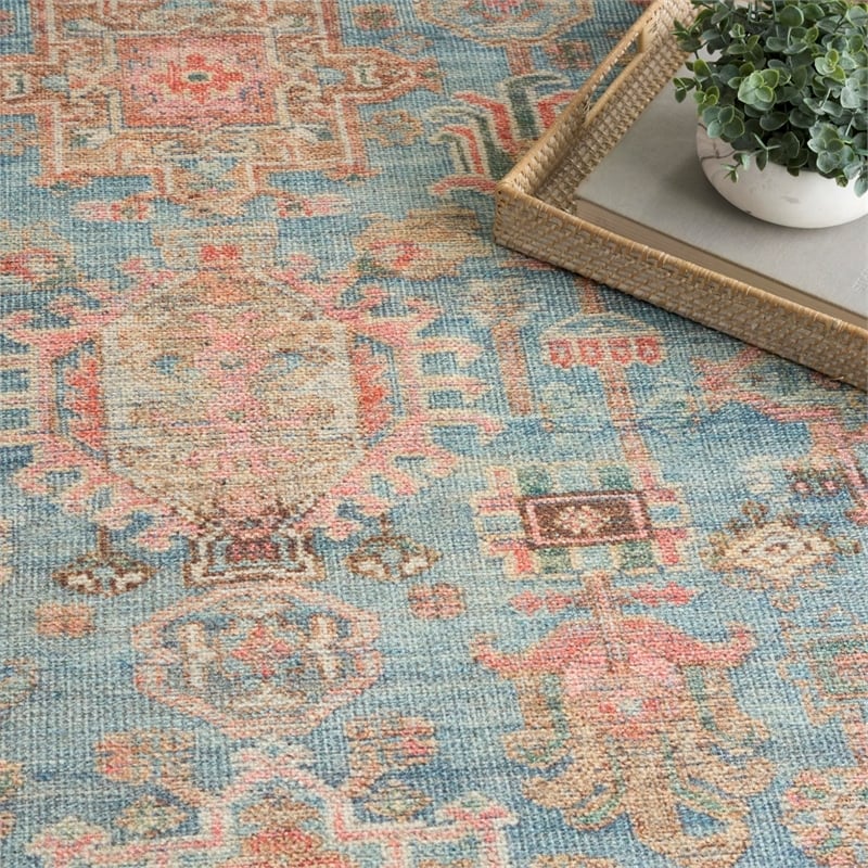 Nourison Home Vintage Washables 4' x 6' Polyester Navy Multicolor Area Rug