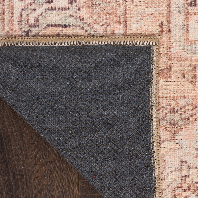 Nourison Home Vintage Washables 8' Runner Polyester Coral Mint Area Rug