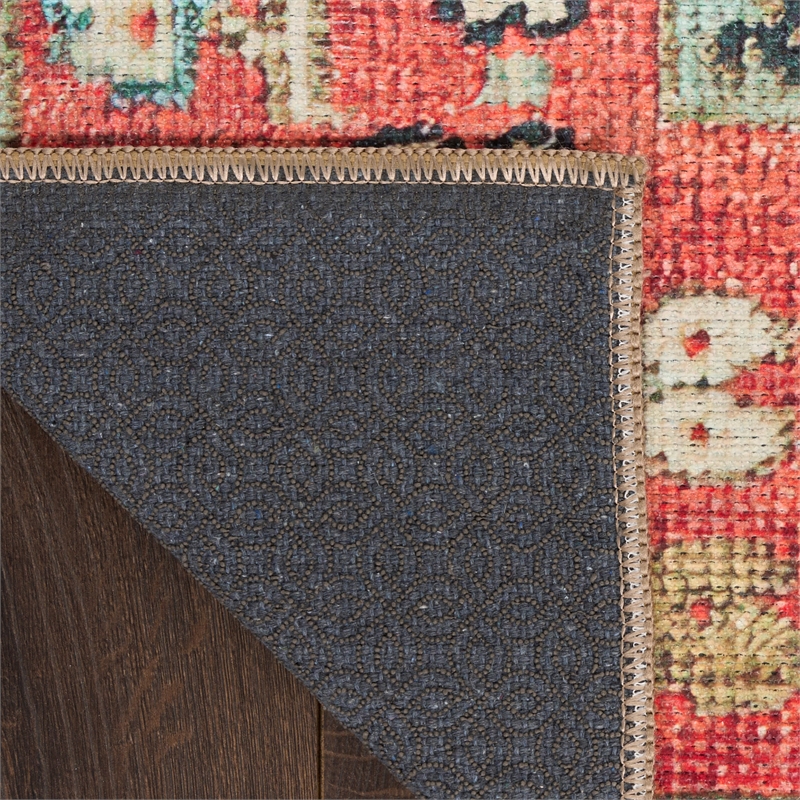 Nourison Home Vintage Washables 6' Runner Polyester Rust Multicolor Area Rug