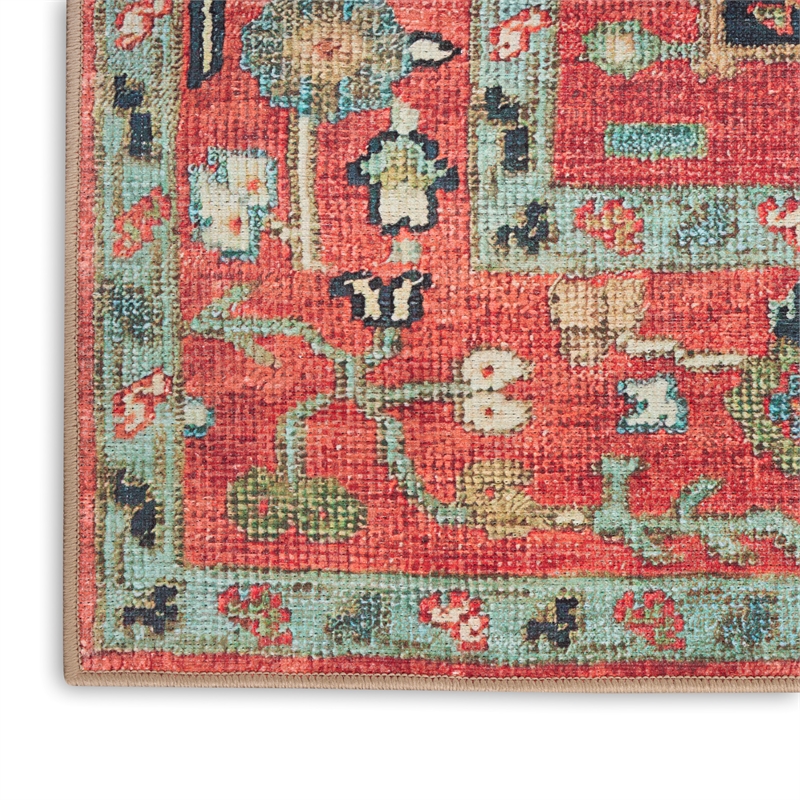 Nourison Home Vintage Washables 6' Runner Polyester Rust Multicolor Area Rug