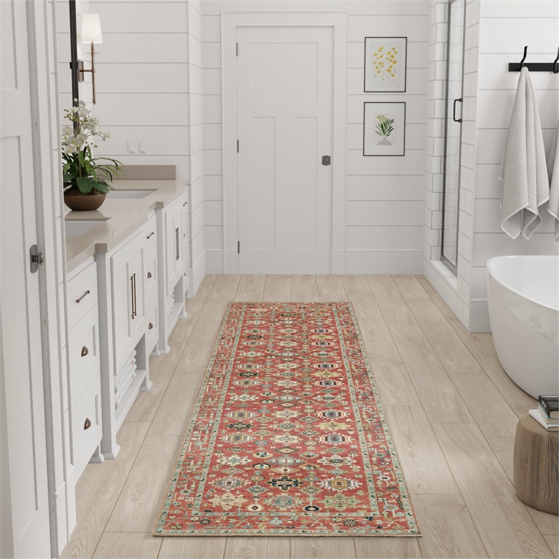 Nourison Home Vintage Washables 4' x 6' Polyester Rust Multicolor Area Rug