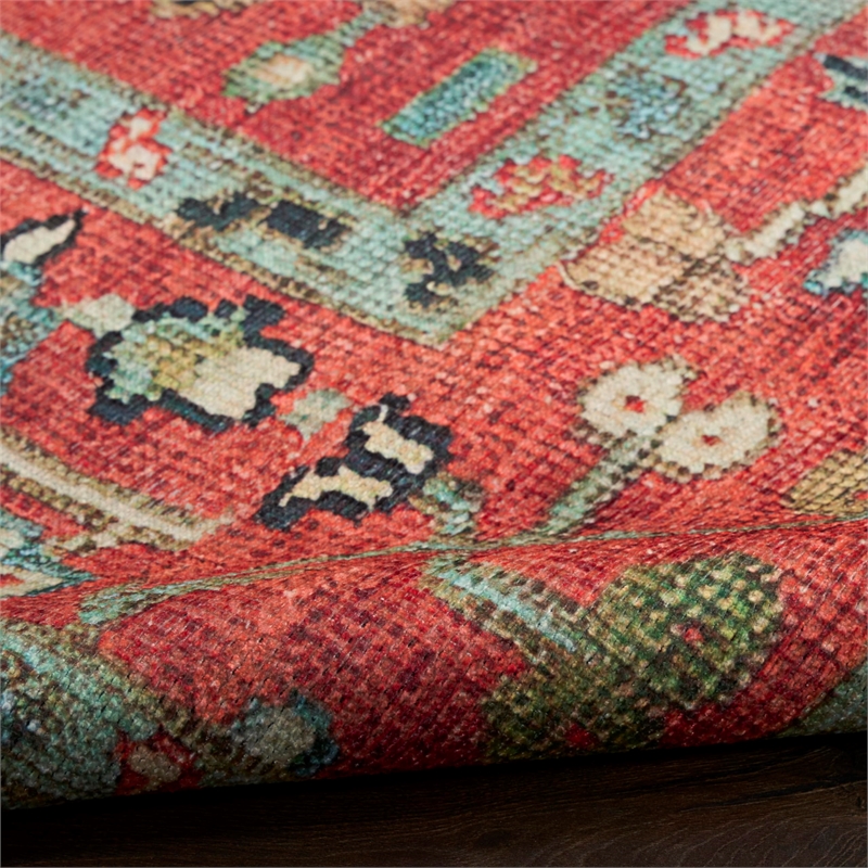 Nourison Home Vintage Washables 4' x 6' Polyester Rust Multicolor Area Rug