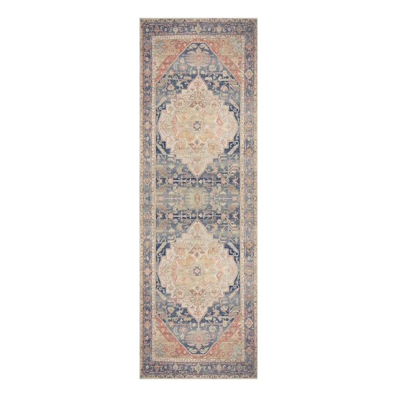Nourison Home Vintage Washables 6' Runner PolyesterBlue Coral Area Rug