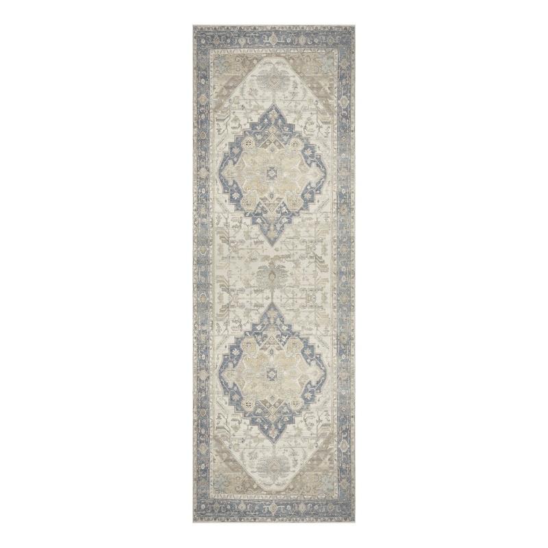 Nourison Home Vintage Washables 6' Runner Polyester Blue Green Area Rug