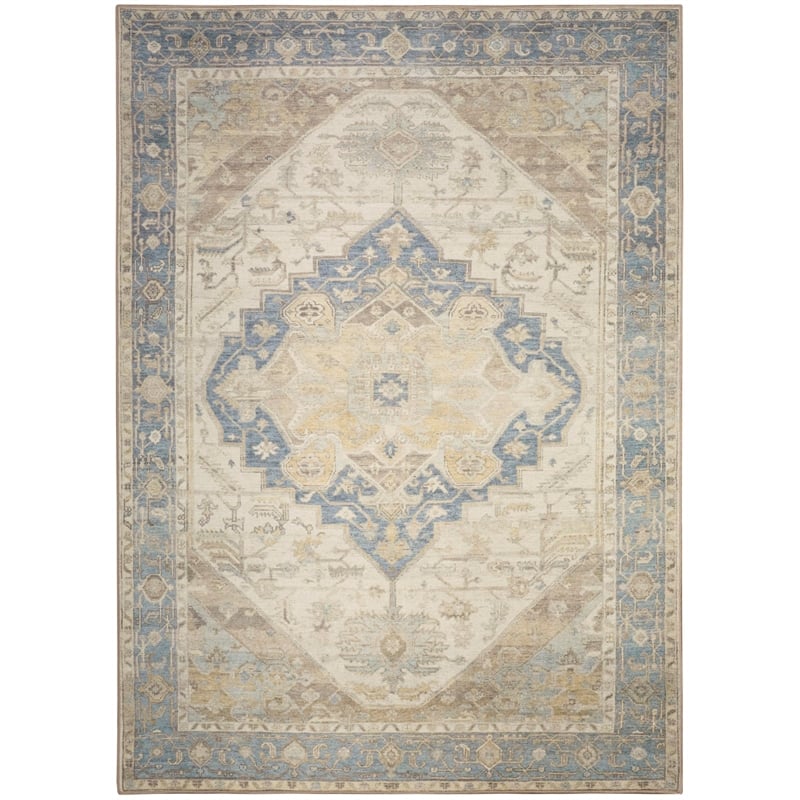 Nourison Home Vintage Washables 4' x 6' Polyester Blue Green Area Rug
