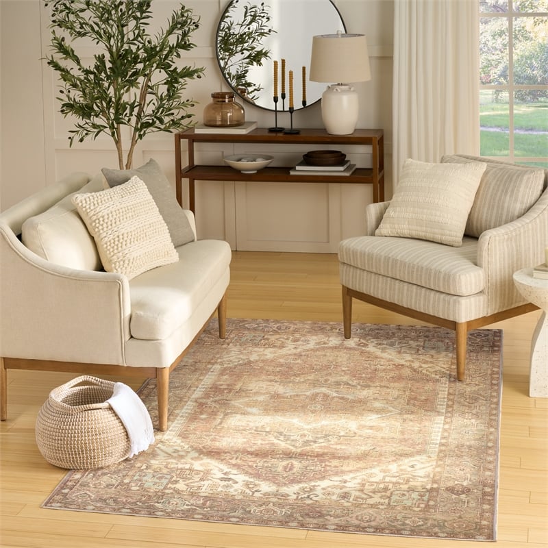 Nourison Home Vintage Washables 4' x 6' Polyester Gold Area Rug