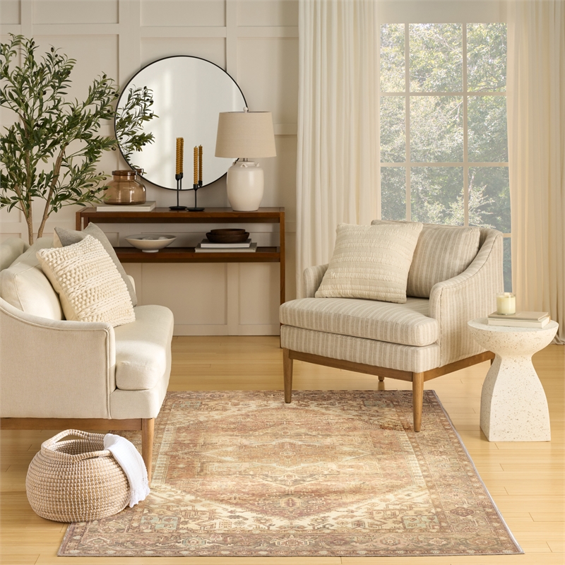 Nourison Home Vintage Washables 4' x 6' Polyester Gold Area Rug