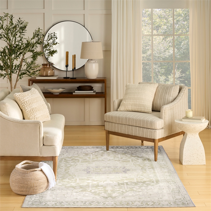 Nourison Home Vintage Washables 5' x 7' PolyesterGreen Area Rug