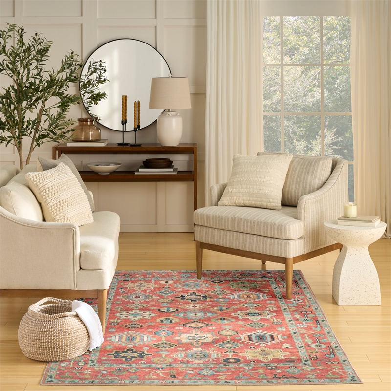 Nourison Home Vintage Washables 5' x 7' Polyester Rust Multicolor Area Rug