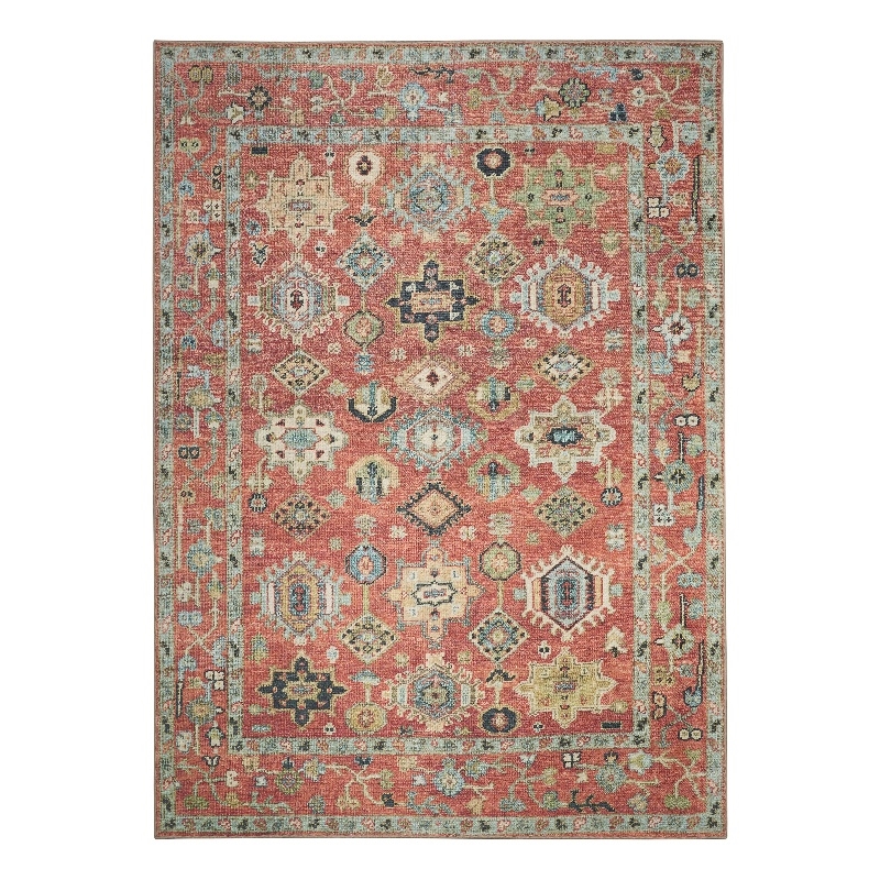 Nourison Home Vintage Washables 5' x 7' Polyester Rust Multicolor Area Rug