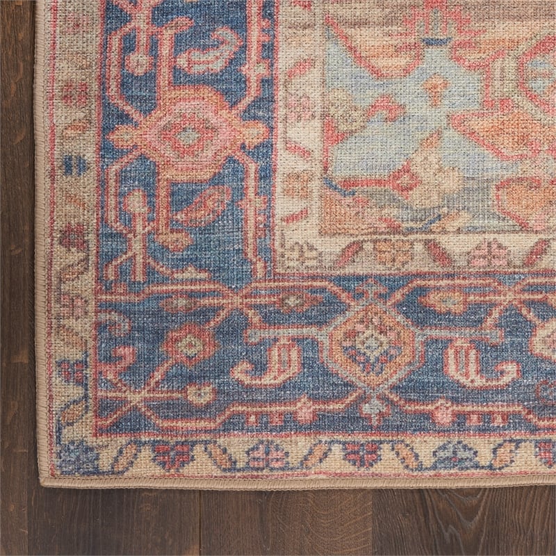 Nourison Home Vintage Washables 5' x 7' Polyester Blue Coral Area Rug