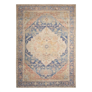 Nourison Home Vintage Washables 5' x 7' Polyester Blue Coral Area Rug