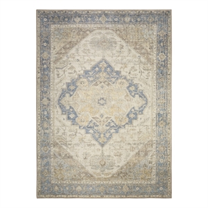 Nourison Home Vintage Washables 5' x 7' Polyester Blue Green Area Rug