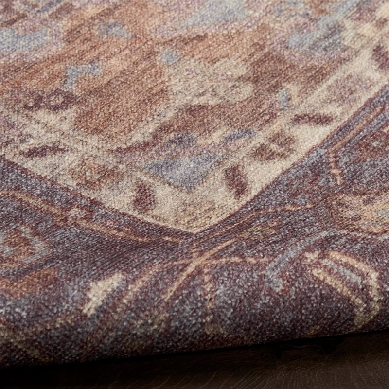 Nourison Home Vintage Washables 5' x 7' Polyester Ivory Purple Area Rug