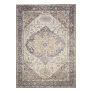 Nourison Home Vintage Washables 5' x 7' Polyester Ivory Purple Area Rug