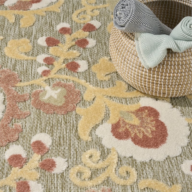 Nourison Home Aloha 8' x 11' Fabric Sage Rose Area Rug