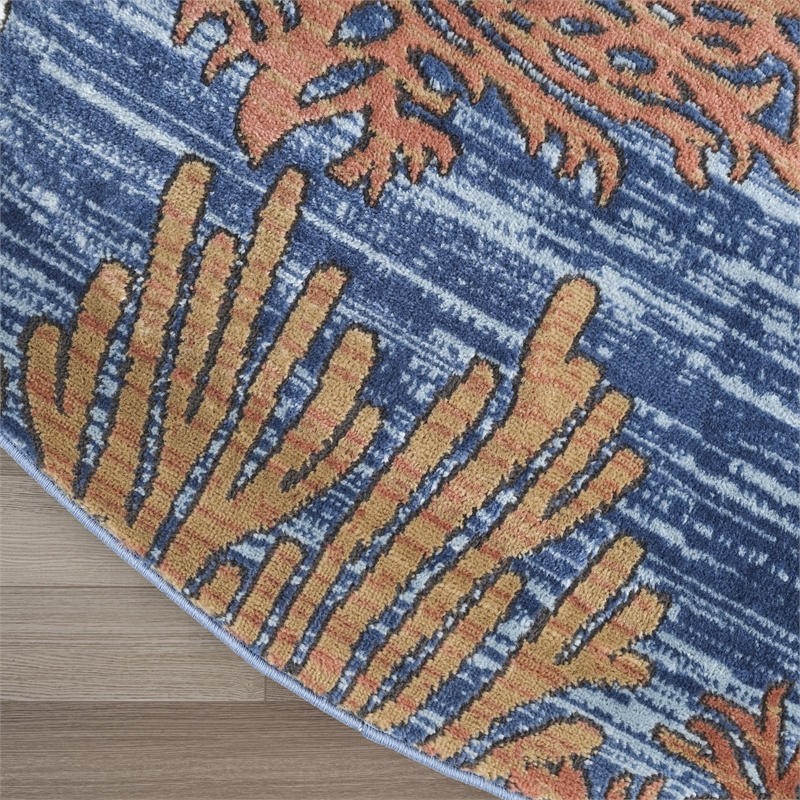 Nourison Home Pompeii 5' x Round Fabric Blue Multicolor Area Rug