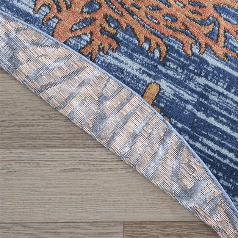 Nourison Home Pompeii 5' x Round Fabric Blue Multicolor Area Rug