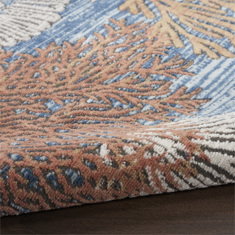 Nourison Home Pompeii 5' x Round Fabric Blue Multicolor Area Rug