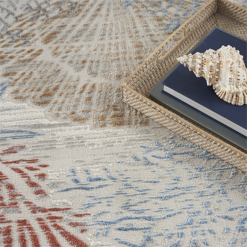 Nourison Home Pompeii 5' x Round Fabric Blue Multicolor Area Rug