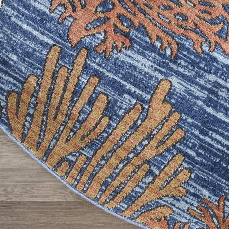 Nourison Home Pompeii 8' x Round Fabric Blue Multicolor Area Rug