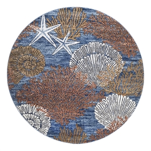 Nourison Home Pompeii 8' x Round Fabric Blue Multicolor Area Rug