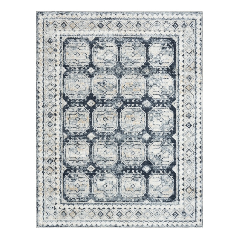 Nourison Home Dekor 4' x 6' Polyester Grey Navy Area Rug