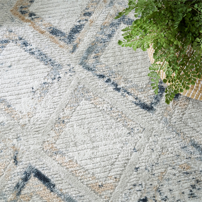 Nourison Home Dekor 4' x 6' Polyester Grey Navy Area Rug