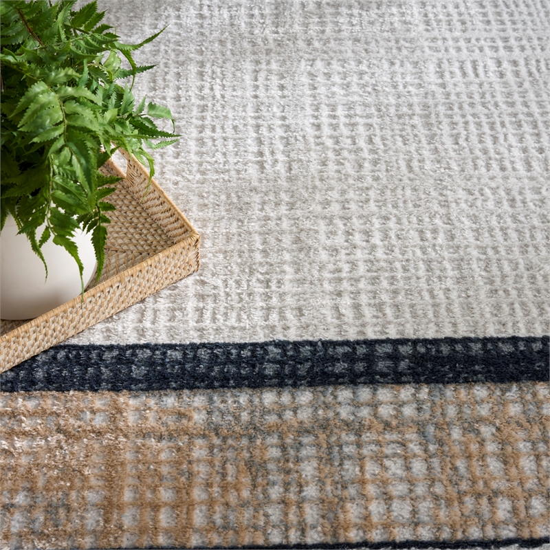 Nourison Home Dekor 4' x 6' Polyester Grey Navy Area Rug