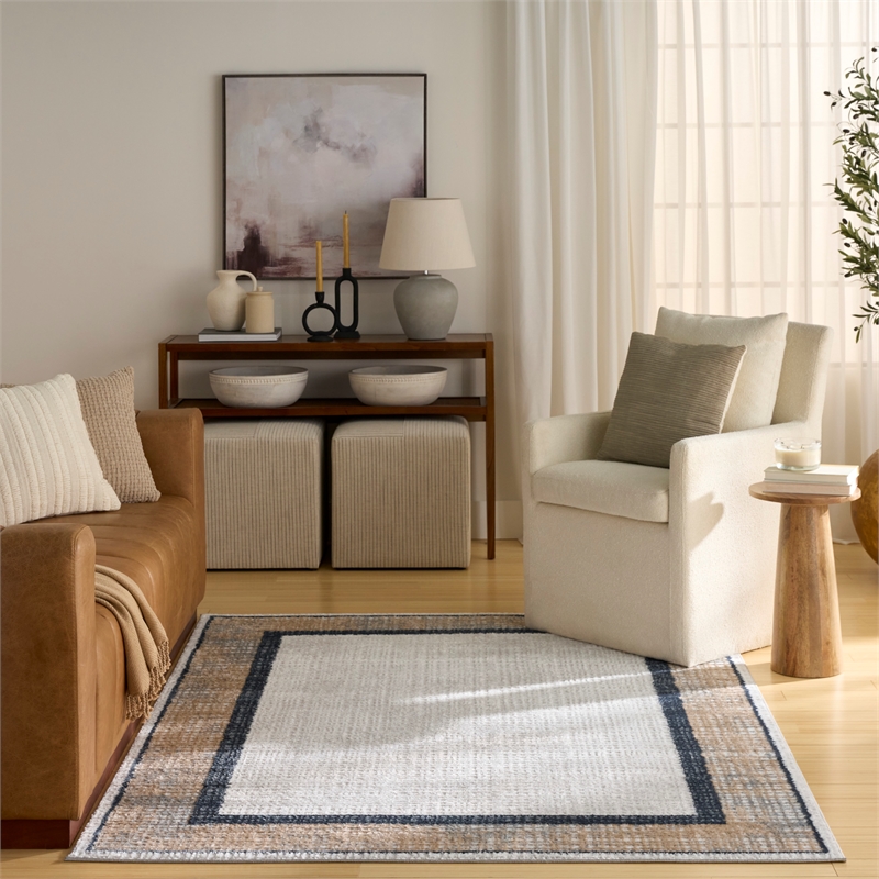 Nourison Home Dekor 4' x 6' Polyester Grey Navy Area Rug