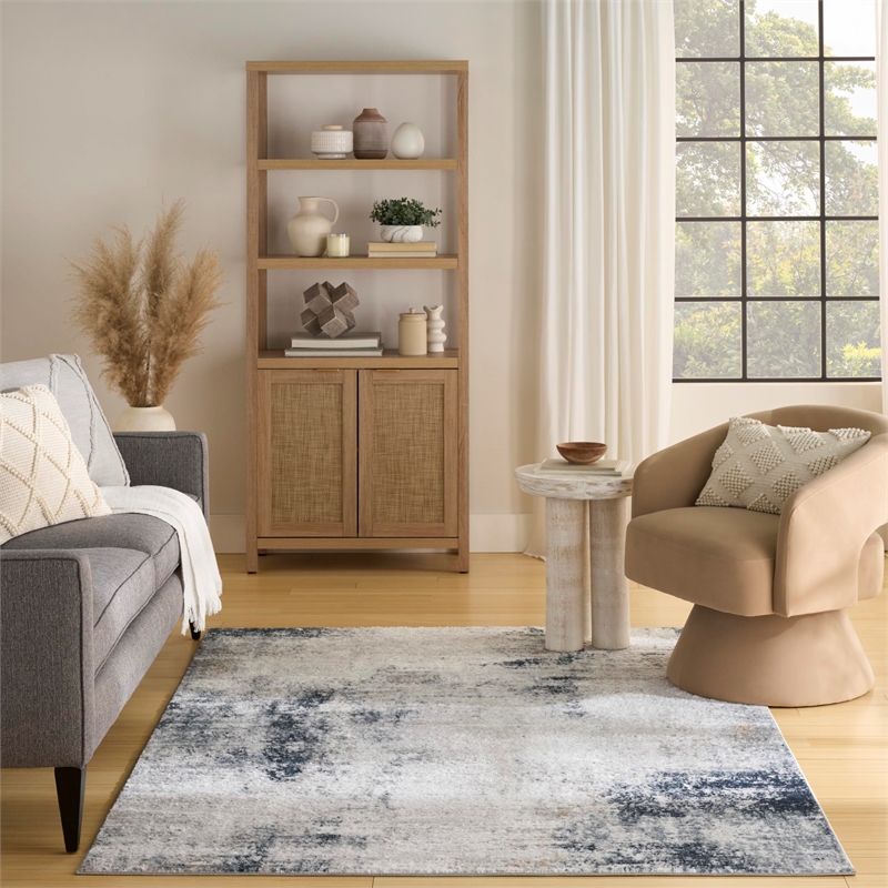 Nourison Home Dekor 4' x 6' Polyester Grey Navy Area Rug