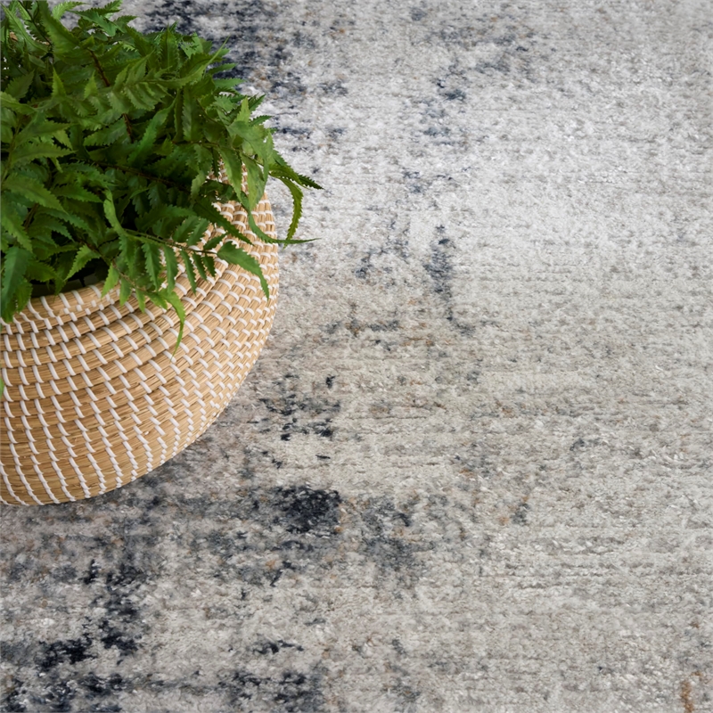 Nourison Home Dekor 4' x 6' Polyester Grey Navy Area Rug