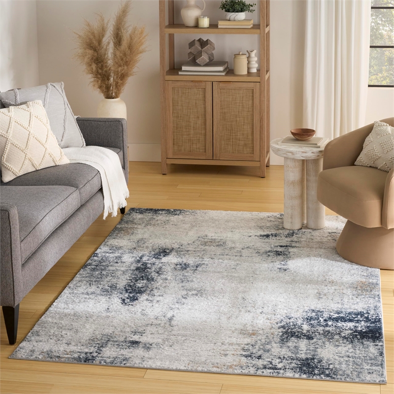Nourison Home Dekor 4' x 6' Polyester Grey Navy Area Rug
