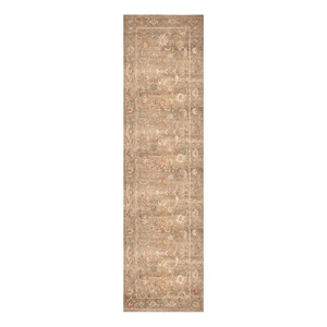 Nourison Home Vintage Washables 8' Runner Polyester Taupe Multicolor Area Rug