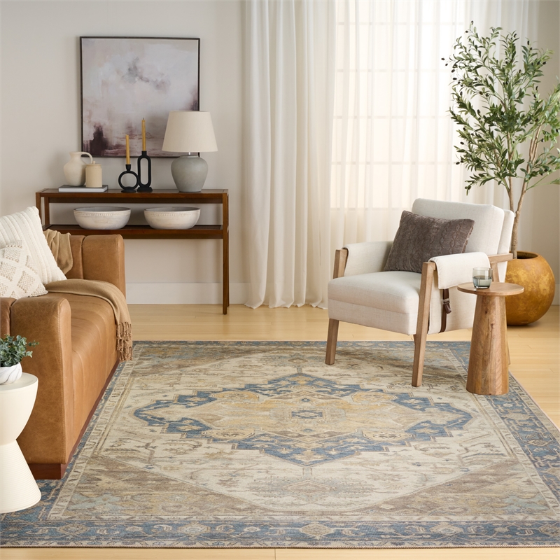 Nourison Home Vintage Washables 8' x 10' Polyester Blue Green Area Rug