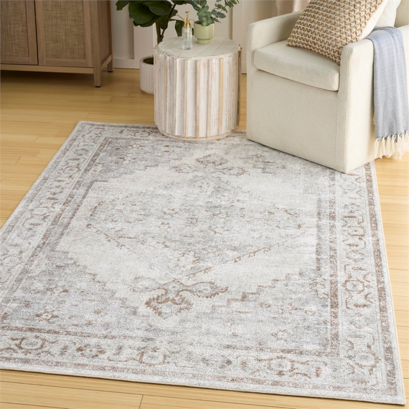 Nourison Home Astra Machine Washable 7' x 9' Polyester Grey Area Rug