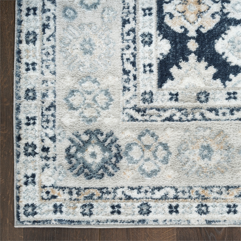 Nourison Home Dekor 2' x 4' Polyester Grey Navy Area Rug