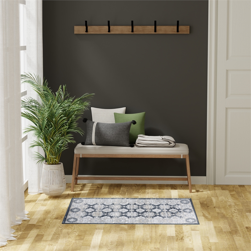 Nourison Home Dekor 2' x 4' Polyester Grey Navy Area Rug