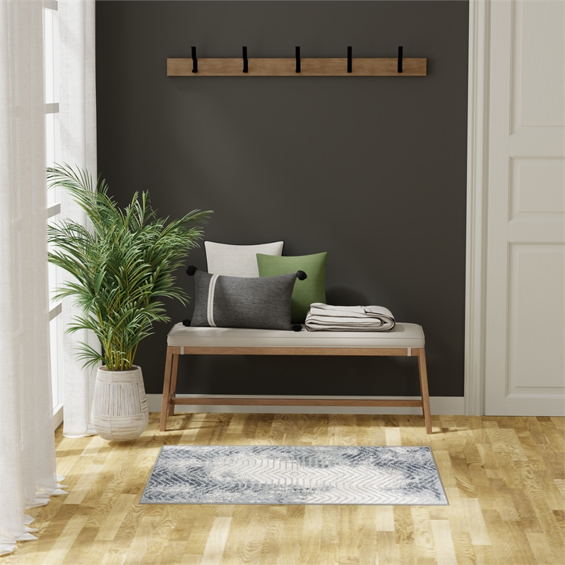 Nourison Home Dekor 2' x 4' Polyester Grey Navy Area Rug