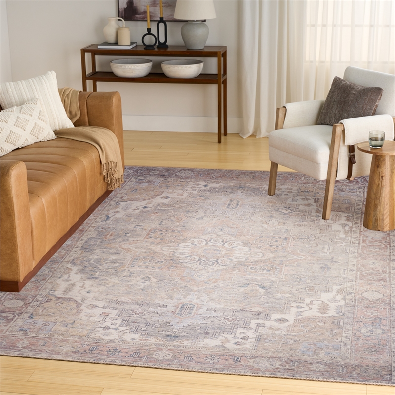 Nourison Home Vintage Washables 8' x 10' Polyester Light Blue Area Rug