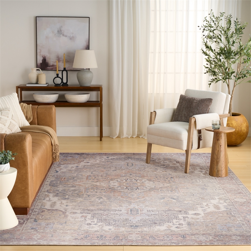 Nourison Home Vintage Washables 8' x 10' Polyester Light Blue Area Rug