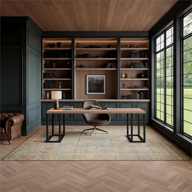 Nourison Home Vintage Washables 8' x 10' Polyester Navy Multicolor Area Rug