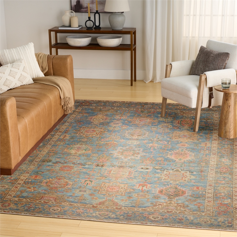 Nourison Home Vintage Washables 8' x 10' Polyester Navy Multicolor Area Rug